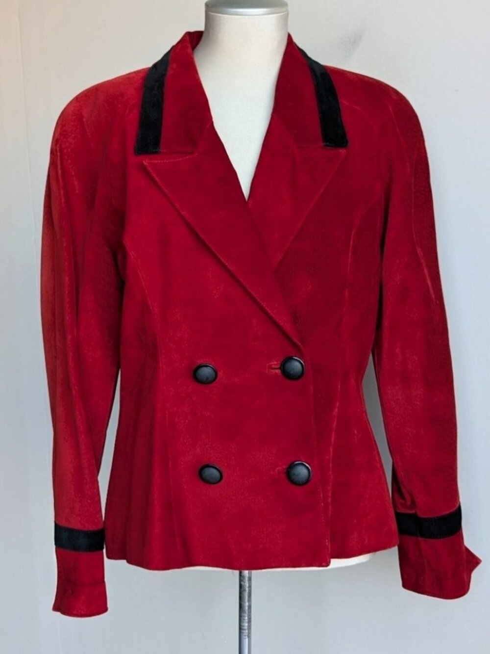 Vintage Danier Suede Red Double-Breasted Leather Jacket